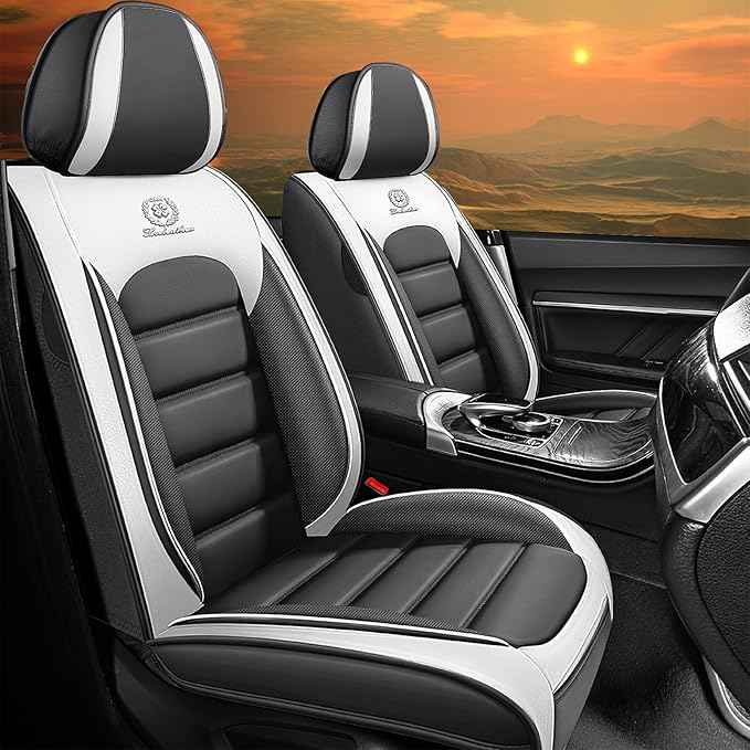 Car Seat Cover Fit for Honda CR-V 2014-2026 Waterproof Seat Covers,Nappa Faux Leather Breathable and Comfortable,Car Seat Protector Car Interior Accessories (Front Seat) Grey&White