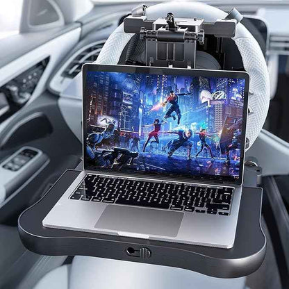 Car Seat Tray Table - Foldable Car Kids Passenger Roadtrip Eating Food Backseat Travel Trays Dinning Working Laptop Desk with Non-Slip Pad/Phone/Tablet Holder