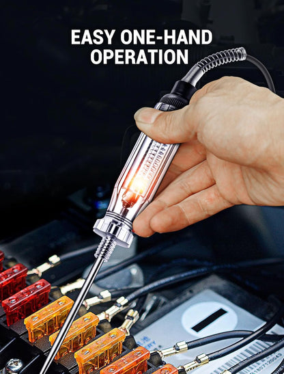 Heavy Duty Automotive Circuit Tester, Premium 6-24V Test Light with 135 Inches Extended Spring Wire & Stainless Probe, Circuit Voltage Tester with Replacement Indicator Light for Car/Vehicles