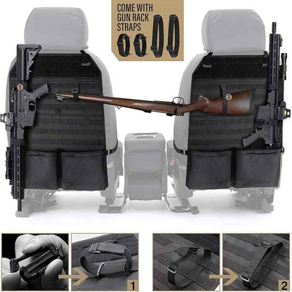 WYNEX Car Seat Organizer, Molle Backseat Cover Organizer Protector with Sling Rack, Visual Pocket and Patch, Universal Vehicle Fits for F150, Jeeps, Pickups & Trucks for Road Trips