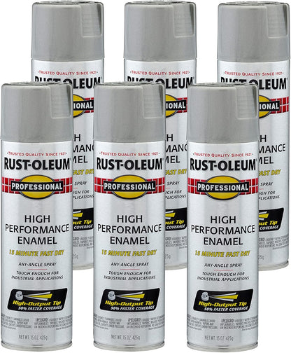Rust-Oleum 7581838-6PK Professional High Performance Enamel Spray Paint, 15 oz, Gloss Light Machine Gray, 6 Pack
