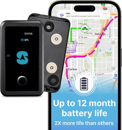 Spy Tec GPS MAX 12 Month Weatherproof Long Term Tracker w/Magnetic Mount for Cars, Vehicles, Loved Ones, Equipment, Trailers, RV - Unlimited Worldwide Real-Time GPS Tracking - Low Cost Plan