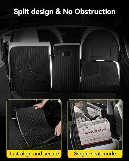 3W Tesla Model Y Rear Seat Back Mats 2020-2025(Not for Juniper), Seatback Protector All-Weather TPE Floor Liners, Accseeories 5-Seater