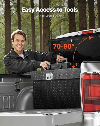 VEVOR Crossover Truck Tool Box, 69x20x14 In, Heavy Duty Aluminum Toolbox with Diamond Texture, Pick Up Truck Bed RV Trailer Toolbox, Waterproof Storage Organizer with Lock, Keys, Side Handles, Black