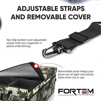 FORTEM Trunk Organizer For SUV Car Trunk Organizer, Foldable Storage, Car Accessories for Women Men, Collapsible Bag, Perfect Christmas Gifts, 600D Oxford, Non Slip Bottom, Straps, Soft Cover (85L)