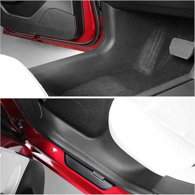 LUCKEASY 7PCS for Tesla Model 3 Highland 2026 2025 2024 Front Rear Door Threshold Strip Center Console Lower 2nd Row Seat Lower Protector Anti-dust Pads TPE for Tesla Model 3 Accessories Black