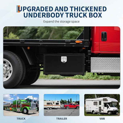 Black Steel Truck Bed Tool Box, Powder Coated Storage Chest, Weatherproof Trailer ToolBox Storage Organizer for Pickup, Truck Bed, RV, Trailer (36 * 14 * 16)
