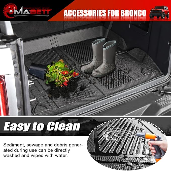 Mabett Cargo Liner Non-Slip Mat for Ford Bronco Accessories, All-Weather Protection Trunk Mat Fit Bronco 2026,2021-2025 4-Door Black