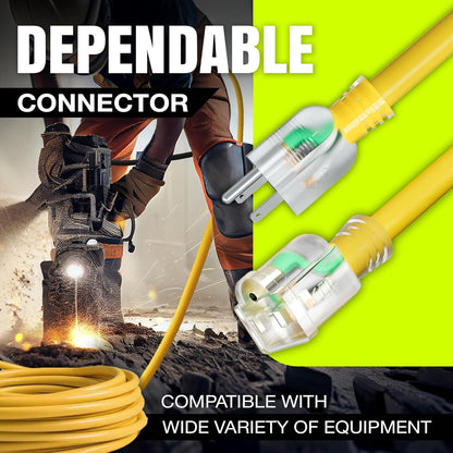 200ft Outdoor/Indoor Extension Cord 12/3 Gauge Extra Heavy Duty 3 Prong SJTW, Waterproof, Flexible Cold-Resistant Long Power Cord,8A 125V 1000W, Yellow by LifeSupplyUSA