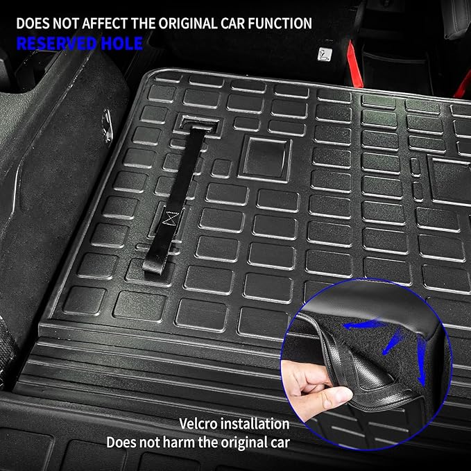 Rongtaod Cargo Mat Compatible with 2020-2025 Kia Telluride (Not for 2027) Cargo Liner Trunk Mat TPE All Weather Back Seat Cover Protector 2024 Telluride Accessories (Trunk Mat with Backrest Mat)
