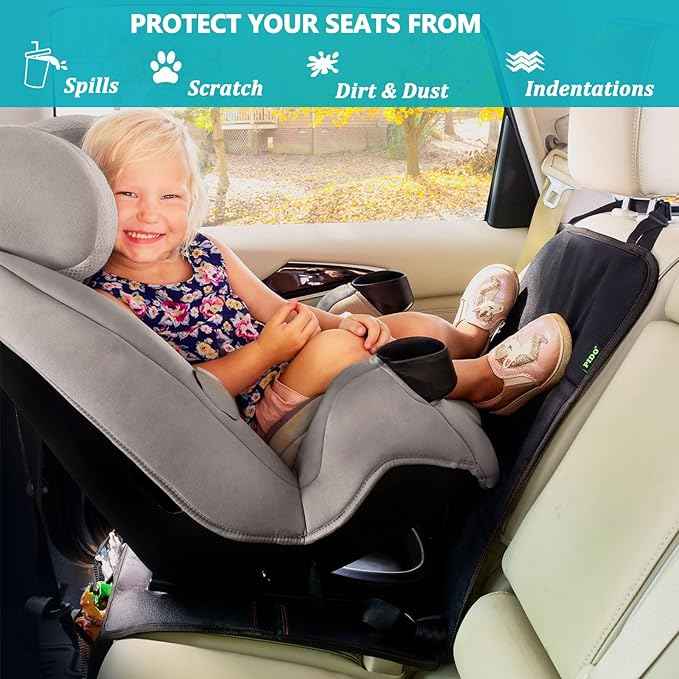 PIDO Car Seat Protector for Child Car Seat, Seat Back Organizer with Touch Screen Tablet Holder and 8 Pockets, Car Travel Accessories
