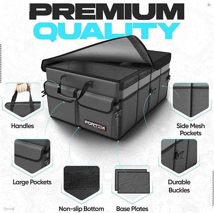 FORTEM Trunk Organizer For SUV Car Trunk Organizer, Foldable Storage, Car Accessories for Women Men, Collapsible Bag, Perfect Christmas Gifts, 600D Oxford, Non Slip Bottom, Straps, Soft Cover (50L)