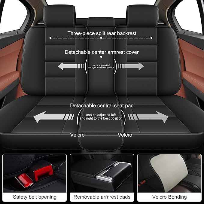 YORKNEIC Full Set Fit for GMC Terrain 2010-2025 2026: Faux Leather Car Seat Cover Protector Cushion (5 Full Set, Black)