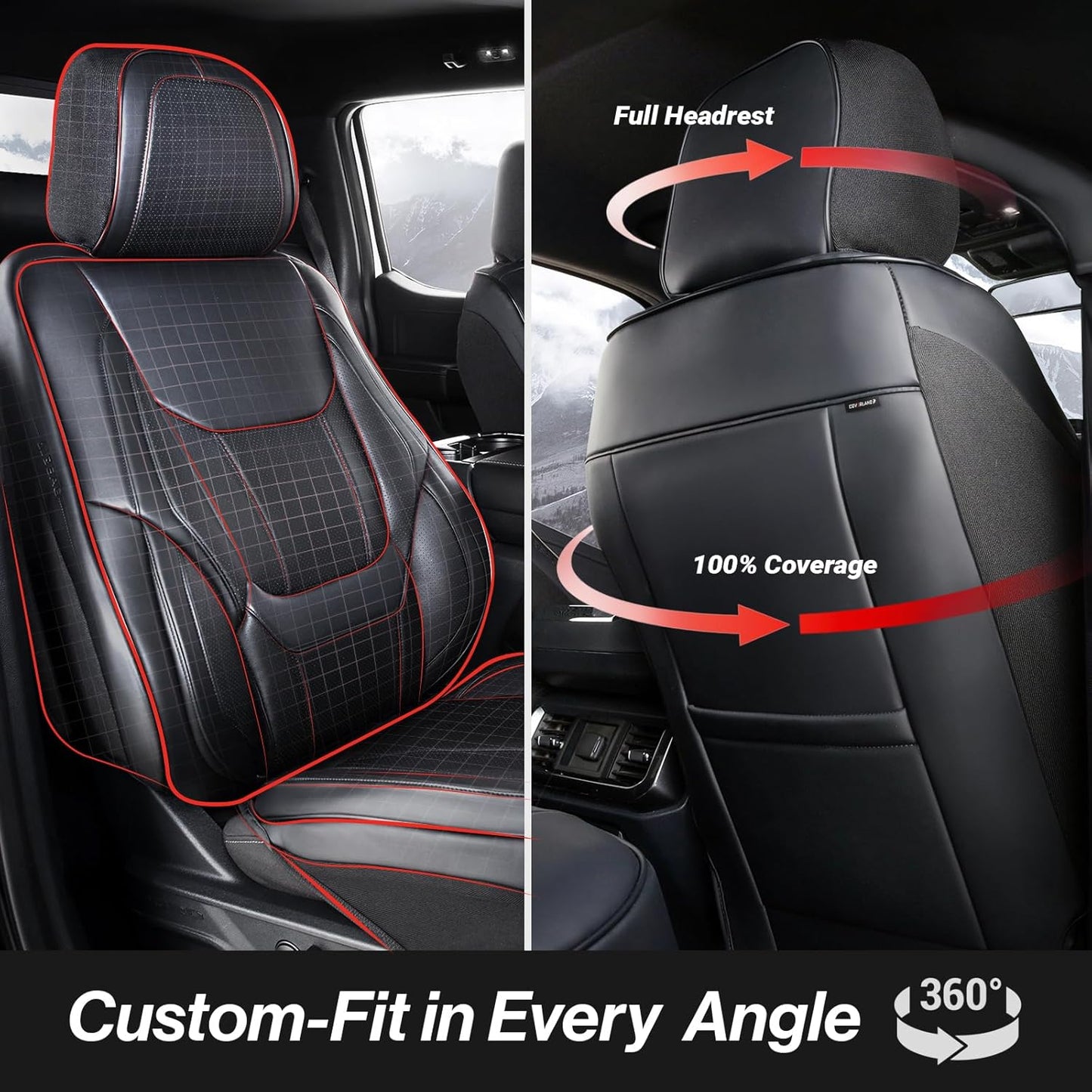 Coverland Custom Car Seat Covers Compatible with 2001-2014 Silverado 2500HD Extended Cab - Premium Leather Non-Slip Waterproof Custom Interior Protector Full Set-Black [See Size Chart-Size X140]