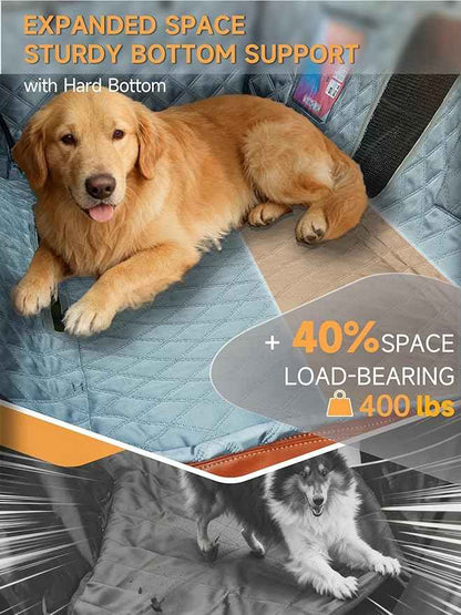 Dog Seat Cover for Back Seat Hard Bottom - 1680D Waterproof Anti-Slip Anti-Scratch Pet Hammock, Dog Covers for Cars Back seat with Mesh Window & Storage for Car SUV Truck (400 lbs)