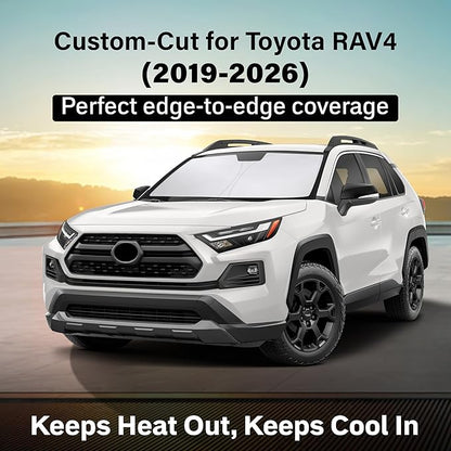 EcoNour Windshield Sun Shade Compatible for Toyota RAV4 2019–2026 | SUV Front Window Sunshade | Foldable 4-Layer Sun Visor Protector | UV & Heat Blocking | Keeps Your RAV4 Cool & Protected