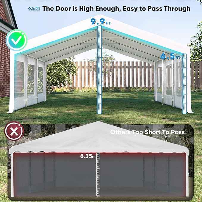 Quictent 20x20ft Party Tent Heavy Duty Outdoor Canopy Tent Carport Wedding Event Shelter BBQ Wedding Tents for Parties with Storage Bags(Mesh)
