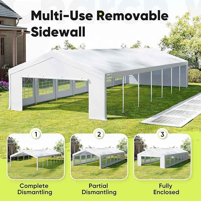 Quictent 20x50ft Heavy Duty Party Tent Outdoor Canopy Tent Carport Wedding Event Shelter BBQ Wedding Tents for Parties with Storage Bags(Church)