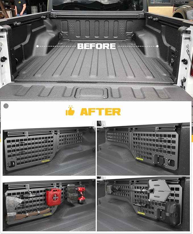 Heavy-Duty Side Bed MOLLE Panel Fit for 2020-2026 Jeep Gladiator 5FT, Military-Grade Aluminum Storage Panel, 300 lbs Load Capacity