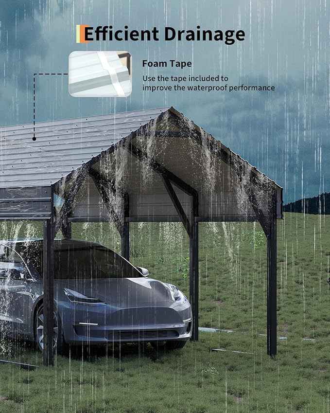 10 x 15 FT Metal Carport, Heavy Duty Carports Reinforced Frame and Steel Roof, All-Weather Shelter Canopy for Pickups, Boats, Cars, and Tractors