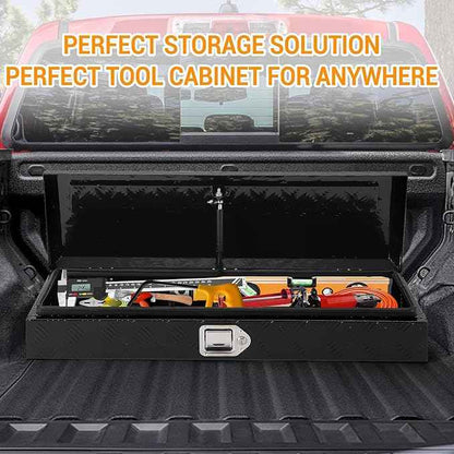 Truck Bed Tool Box, Heavy Duty Aluminum Five Stripes Plate Tool Box, Trailer Tool Box for Pick Up Truck RV Trailer, Chest Storage Organizer with Lock and Keys,34.5''x12.75''x6.4''