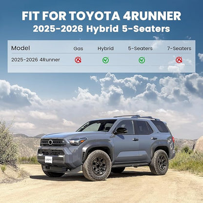 LASFIT Floor Mats for Toyota 4Runner 2025 2026 (Only Fit Hybrid), All Weather TPE Custom Fit Floor Liner for 4 Runner TRD/Limited/Platium 6th gen Front&Rear Car Mats, Black