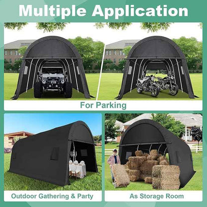 COBIZI Carport 12x20 FT Heavy Duty Portable Garage Storage Shelter Shed with All-Steel Metal Frame & Vents, Round Style Outdoor Storage Shed for Car, Truck, Boat, Patio Furniture Anti-Snow Waterproof
