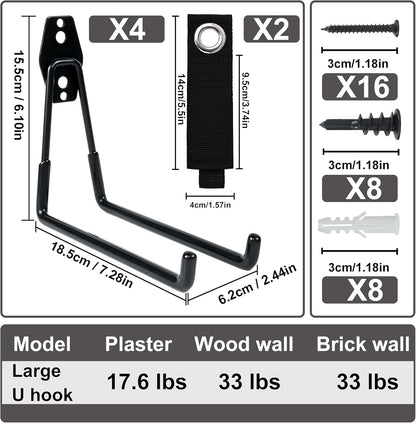 QUELIEN Large Garage Hooks, Heavy-Duty 7.5 in Cord Organizer for Garage Organization, Storage, and Hose Holder – Space-Saving and Durable Design for Home, Garage, and Workshop Use