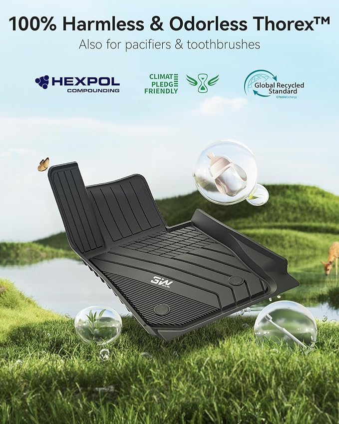 3W Floor Mats & Cargo Liner Custom Fit for 2019-2024 2025 G20 BMW 3 Series 330i Sedan, TPE All Weather Floor Liner for BMW 3 Series G20 1st and 2nd Row Full Set Car Mats (NOT for 330e/GT)