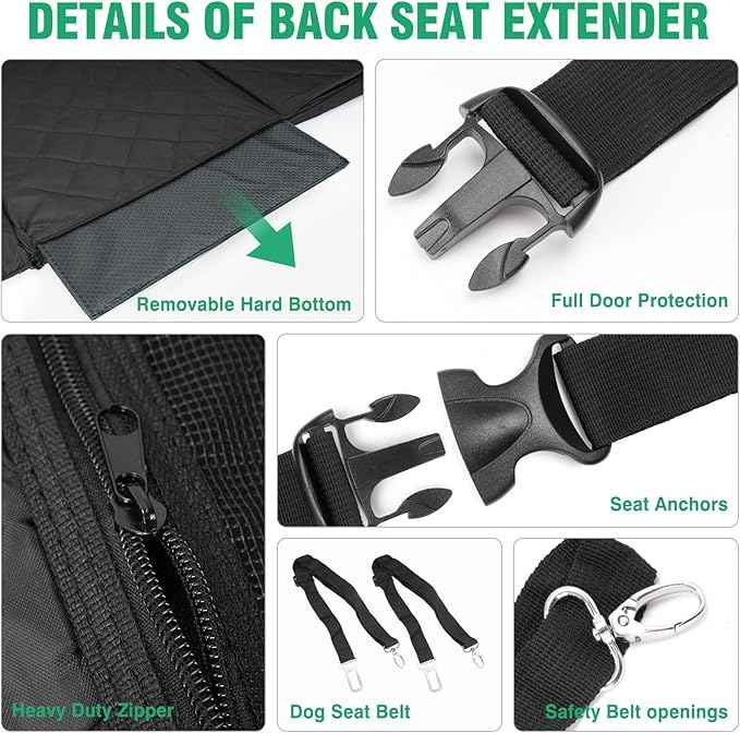HOCHO Truck Dogs Seat Cover for Back Seat, Upgraded Hard Bottom +65% Space 400LBS Holding Dog Seat Cover Extender for Full Size Truck/SUV F150 Silverado RAM1500 GMC Tundra Titan