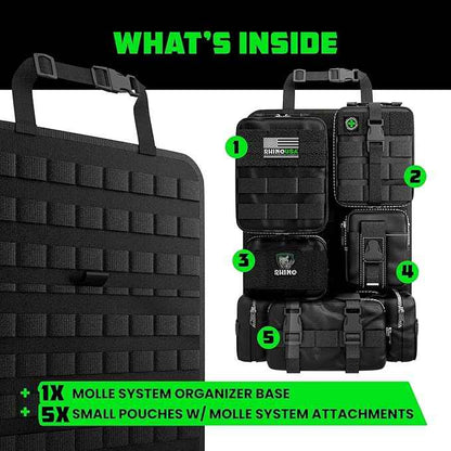 Tactical Car Seat Organizer – Military-Grade Storage for SUV, Truck, & Car – Heavy Duty Seat Organizer with Multiple Pockets & Car Accessories for Maximum Organization - Black