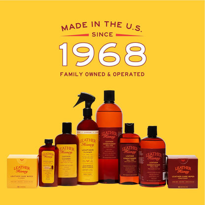 Leather Honey Cleaner and Conditioner Bundle with 16oz Spray Cleaner with UV Protectant and 8oz Conditioner