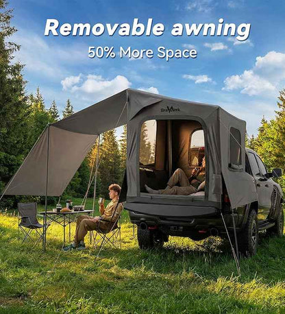 Inflatable Truck Bed Tent with Detachable Zippered Awning, Pickup Truck Tent for 5.5ft-8ft Bed, 2 Mins Fast Setup Blow Up Tent for Truck, PU3000 Waterproof Truck Tent for Camping