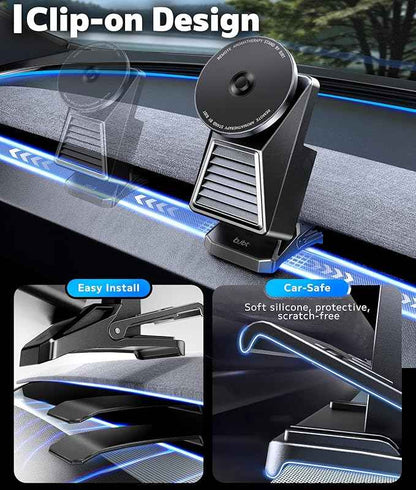 2-in-1 Magnetic Car Phone Holder & Aromatherapy Diffuser for Tesla Model Y Juniper 2025-2026 / Model 3 Highland 2024-2025 & 6-Seater YL, Screen Mount Air Freshener, Black(Ocean x3)