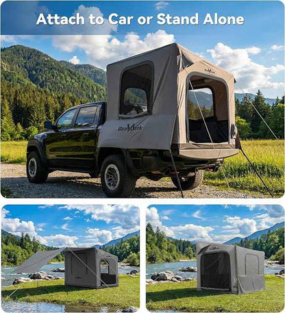 Inflatable Truck Bed Tent with Detachable Zippered Awning, Pickup Truck Tent for 5.5ft-8ft Bed, 2 Mins Fast Setup Blow Up Tent for Truck, PU3000 Waterproof Truck Tent for Camping