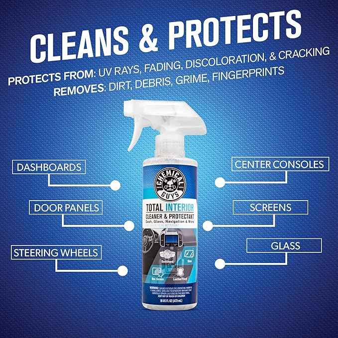 Chemical Guys Car Detailing Kit, Car Cleaning Kit with Total Interior Cleaner & Protectant, Sprayable Wheel Cleaner, Car Wash Soap, Bucket, Brushes, and Detailing Accessories - 17 Piece Wash Kit