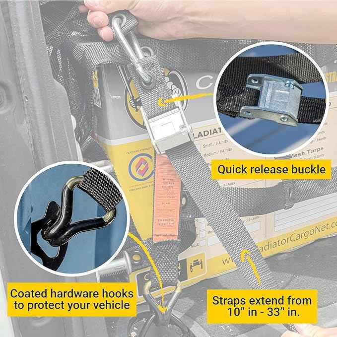 Gladiator Cargo Gear - SafetyWeb Cargo Net - Heavy Duty, Adjustable - Medium (MSW-100) 6.75' x 8'