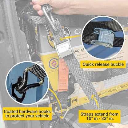 Gladiator Cargo GearSafetyWeb Cargo Net - Heavy Duty, Truck Bed Organizer- Bed Cover-tie Down-Adjustable- Trailers, Camping-Large (LSW-100) 8.75' x 10'