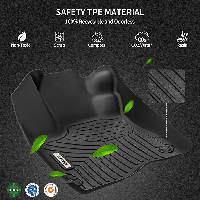 OEDRO Floor Mats Fit for 2013-2019 Ford Escape, 2013-2018 Ford C-Max, TPE All-Weather Floor Mats Includes 1st and 2nd Row Full Set Liners