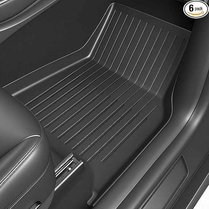 SUPER LINER 2021-2023 Tesla Model 3 Floor Mats | 6-Piece Set Extra-Thick TPE All-Weather Floor & Cargo Liners | Pet & Child-Friendly Custom Fit Interior Accessories