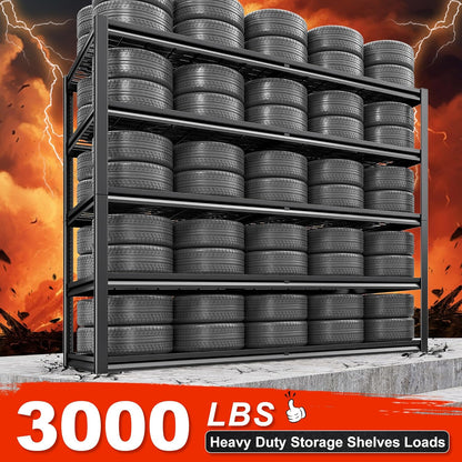 REIBII 55.2'' W x 78.2'' H x 26'' D, 5-Tier Metal Garage Shelving Units, 3000LBS Capacity, Adjustable Heavy Duty Shelves, 2 Pack