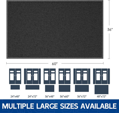 Sturdy Front Door Mat, 60" x 36" Heavy Duty Indoor Outdoor Doormat for Entryway, Fade Resistant, Waterproof Low Profile Entry Mat, Non Slip Welcome Mat for Outside Entrance, Patio, Home