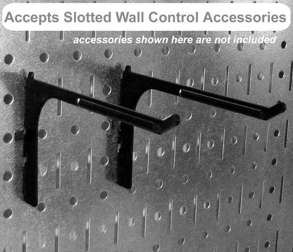 Wall Control Metal Pegboard Utility Tool Storage Kit with Black Pegboard and Black Accessories