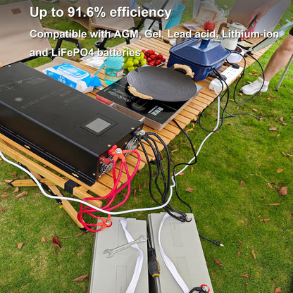 WZRELB 7000W Split Phase Pure Sine Wave Inverter, 48V DC to 120V/240V AC, 4 AC Outlets, Hardwire Terminal, High Efficiency up to 91.6%