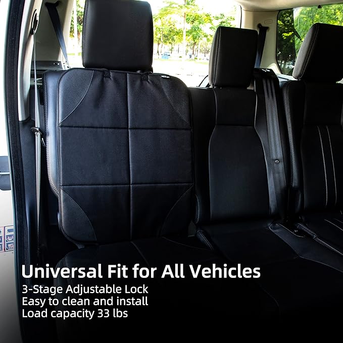 Amooca Car Seat Protector Durable Oxford Fabric and Faux Leather Seat Cover Protection Mat Universal Fit for Vehicles with Mesh Storage Pockets Pure Black Black 2 Pack