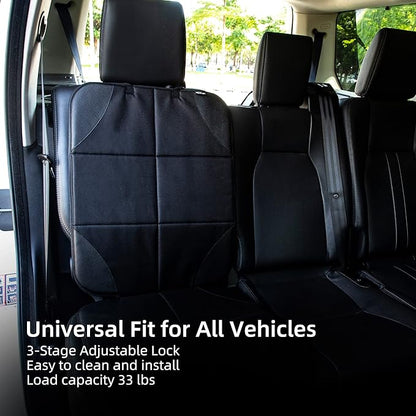 Amooca Car Seat Protector Durable Oxford Fabric and Faux Leather Seat Cover Protection Mat Universal Fit for Vehicles with Mesh Storage Pockets Pure Black Black 2 Pack