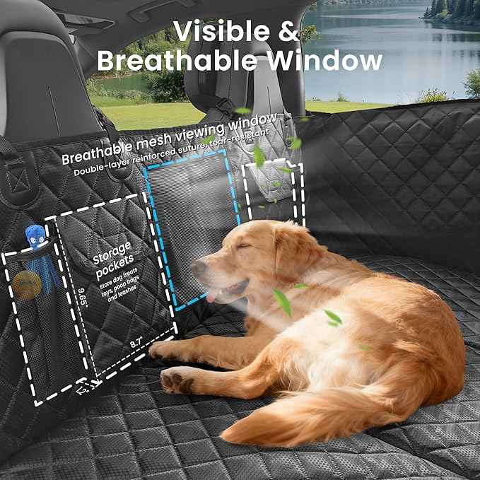 Dog Car Seat Cover for Back Seat, Hard Bottom Back Seat Extender for Dogs with Door Protector, Anti Scratch, Waterproof & Non-Slip Dog Backseat Cover for Small Mid Cars, SUVs & Trucks, Holds 450Lbs