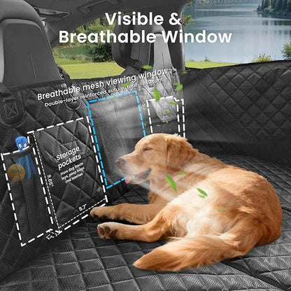 Dog Car Seat Cover for Back Seat, Hard Bottom Back Seat Extender for Dogs with Door Protector, Anti Scratch, Waterproof & Non-Slip Dog Backseat Cover for Small Mid Cars, SUVs & Trucks, Holds 450Lbs