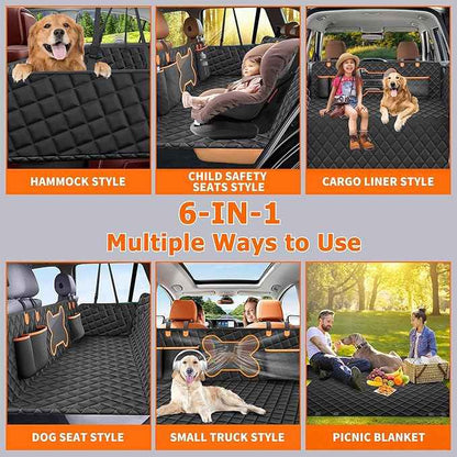 Back Seat Extender for Dogs, Large Space, Hard Bottom Car Seat Cover, Waterproof Back Seat Pet Cover, Dog Hammock for Car, Backseat Protector for Car SUV