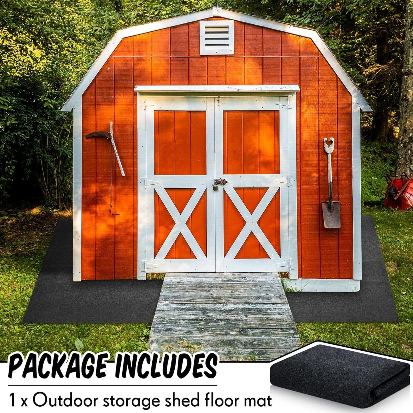 Haull Outdoor Storage Shed Floor Moat Waterproof Outdoor Carport Mat Thickened Soft Patio Furniture Pad Washable with Non Slip Backing, Storage Shed Not Included(4 x 5 ft)